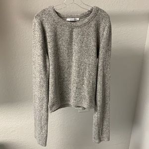 Zara Trafaluc Heather Grey Cropped Soft Cozy Stretchy Sweater Small